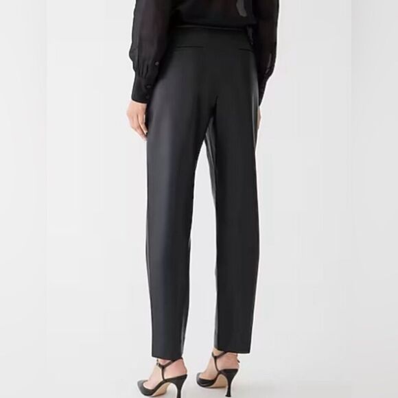 J. Crew Kate Straight Pant Women’s Size 0 Black Faux Leather Ankle Trouser Pants - Picture 6 of 14